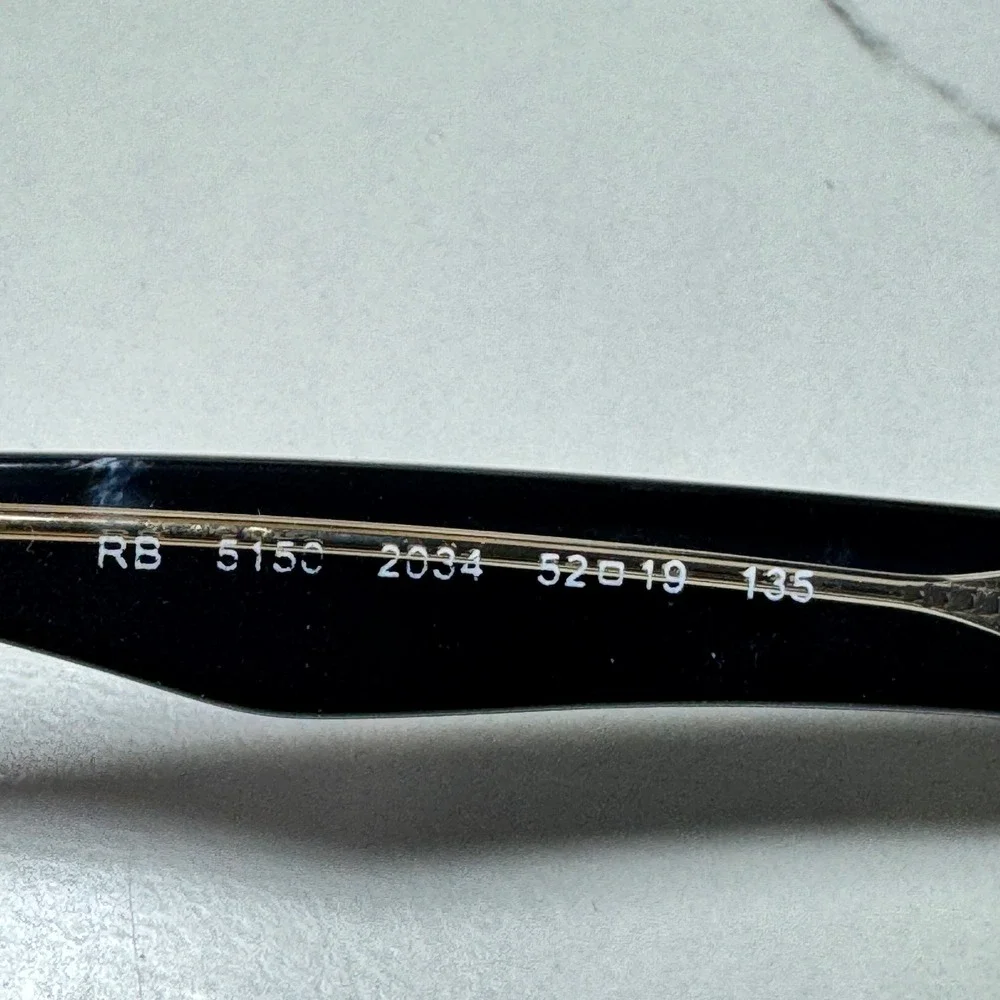 Ray-Ban RB 5150 2034 Black Transparent Rectangular Eyeglass Frames 52-19-135